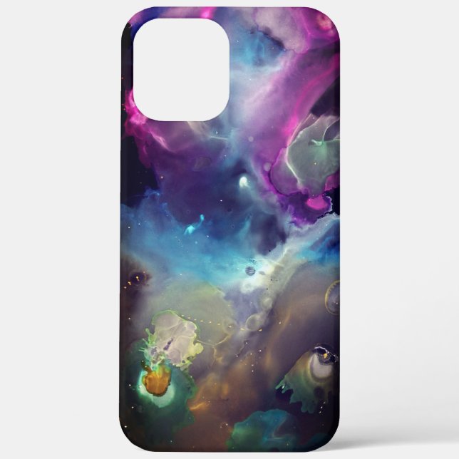 Space Nebula pink blue yellow Alcohol ink art  Case-Mate iPhone Case (Back)