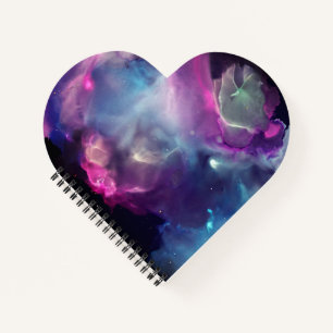 Space Nebula pink blue yellow Alcohol ink art Notebook
