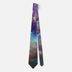 Space Nebula pink blue yellow Alcohol ink art  Tie