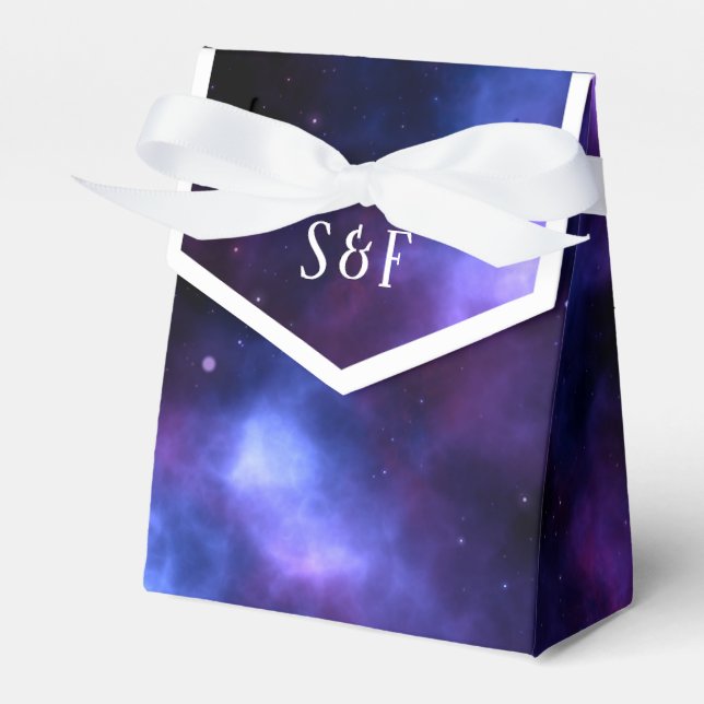 Space Nebula Purple Galaxy Wedding Favour Box (Front Side)