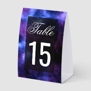 Space Nebula Purple Galaxy Wedding Table Number