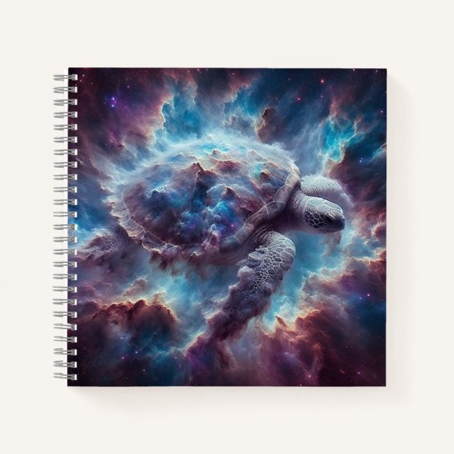 Space Nebula Sea Turtle Notebook (Front)