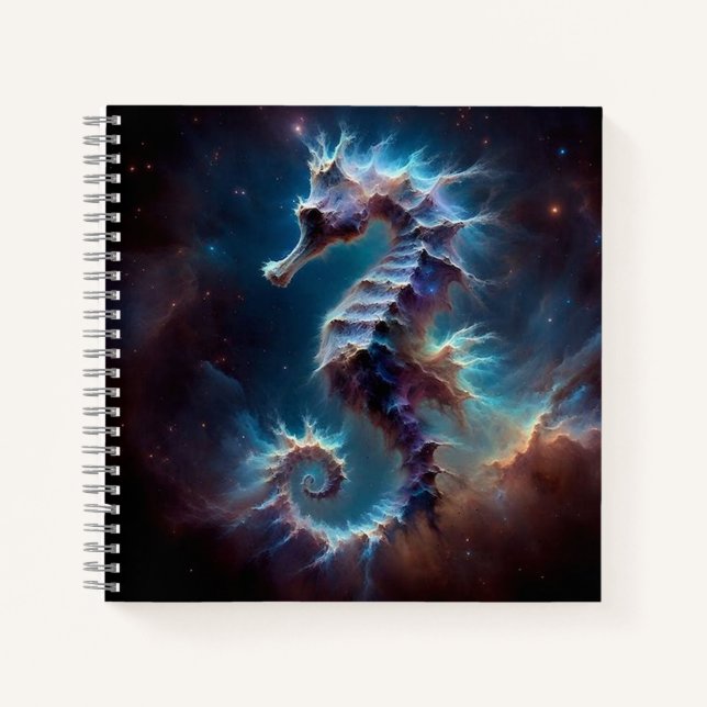 Space Nebula Seahorse Notebook (Front)