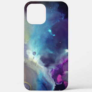 Space Nebula Yellow blue pink Alcohol ink art iPhone 12 Pro Max Case