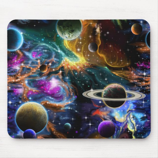 Space Nebula's and Planets Mouse Mat (Front)
