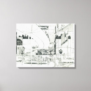 Space Needle Aerial Concept Drawing 2 Canvas Print