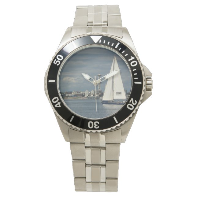 Space Needle and Sailboat Customisable Watch (Front)