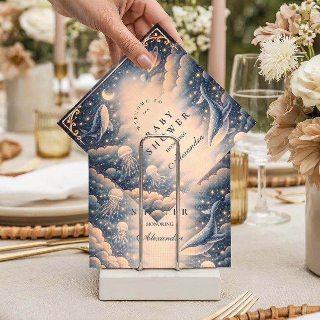 Space Ocean Whales Baby Shower Napkin (Creator Uploaded)