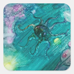 Space Octopi Square Sticker