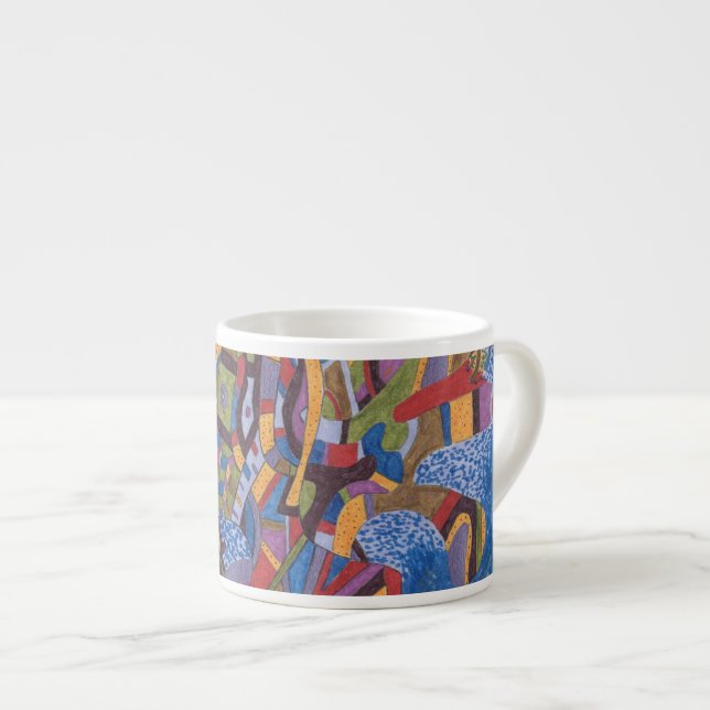 "Space Octopus" Abstract Art Espresso Cup (Front Right)
