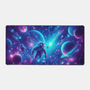 Space Odyssey Neon Blacklight Design, Workstation Desk Mat