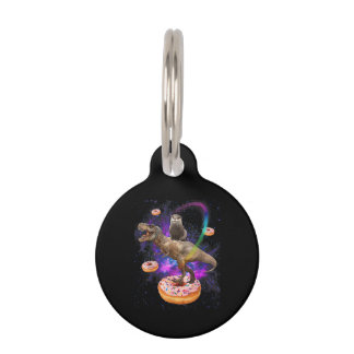 Space Otter Riding Dinosaur T-Rex Doughnuts Pet Tag