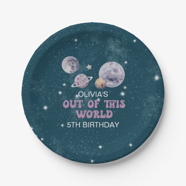 Space Out of this World Planets Birthday Paper Plate (Front)