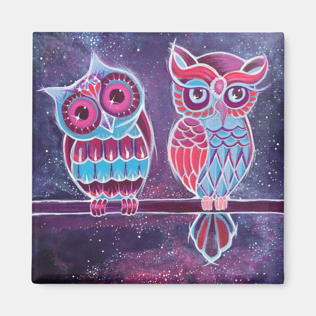 Space Owl Couple Magnet (Front)