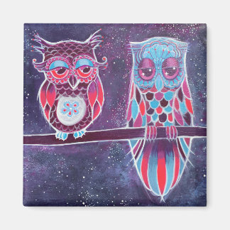 Space Owls Couple 2 Magnet