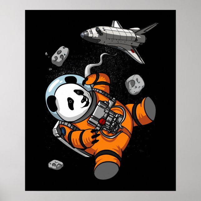 Space Panda Bear Astronaut Galaxy Cosmic Animal Poster (Front)