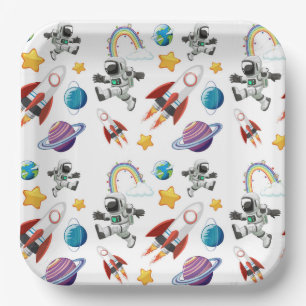 Space Paper Plates, Astronaut Birthday Supplies Plate