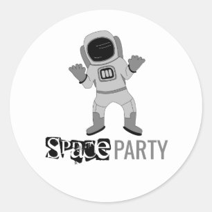 Space Party Astronaut, Birthday Classic Round Sticker