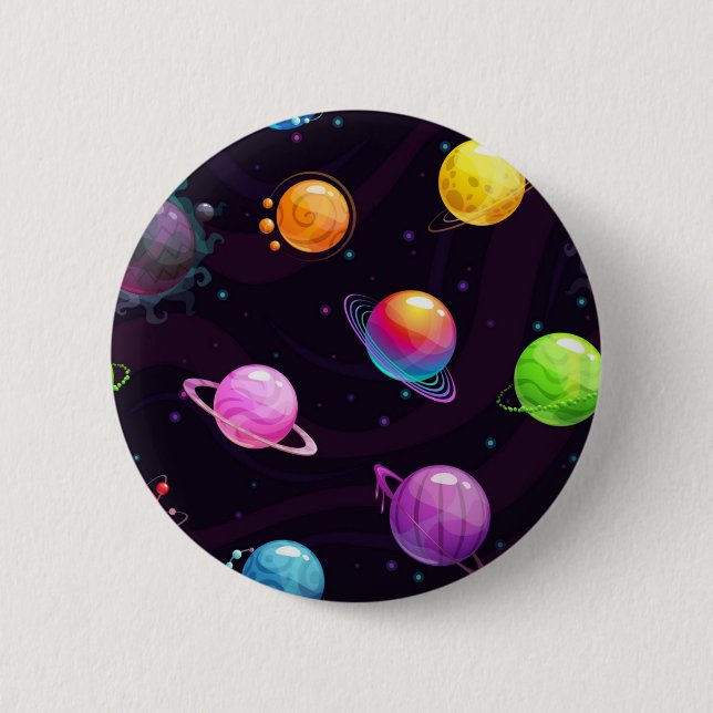 Space pattern 6 cm round badge (Front)