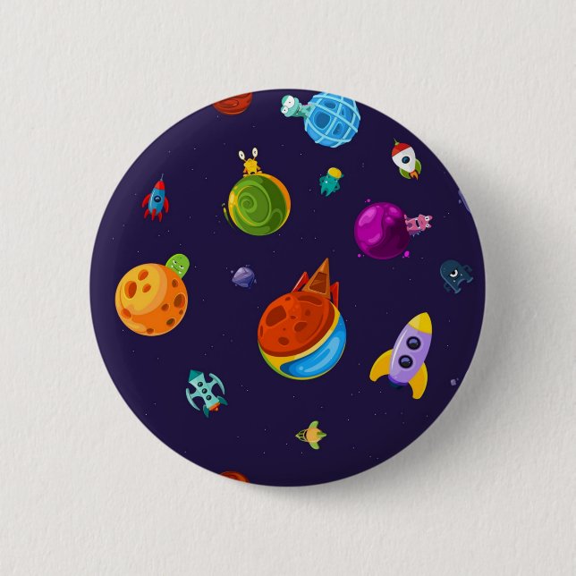 Space pattern 6 cm round badge (Front)