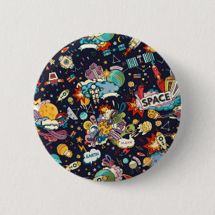 Space pattern 6 cm round badge