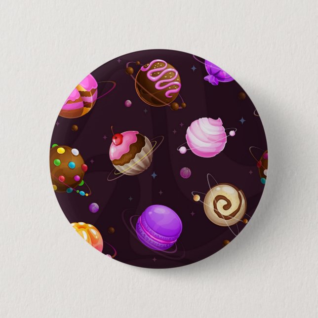 Space pattern 6 cm round badge (Front)