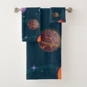 Space pattern bath towel set