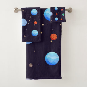 Space pattern bath towel set