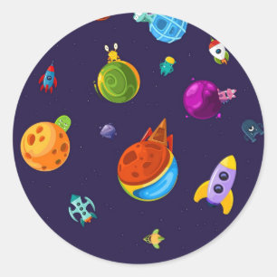 Space pattern classic round sticker