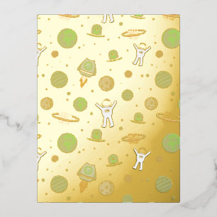 Space Pattern illustration Foil Invitation Postcard