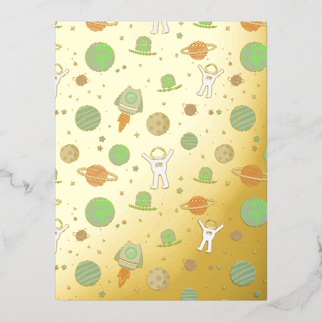 Space Pattern illustration Foil Invitation Postcard (Front)