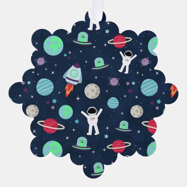 Space Pattern illustration Tree Decoration Card (Front)