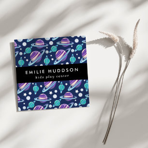 Space Pattern, Kids Play Centre, Activity Centre Square Business Card