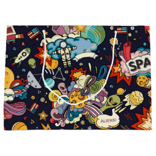 Space pattern large gift bag