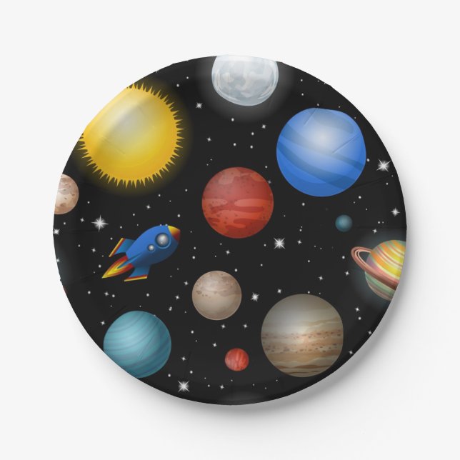 Space pattern paper plate (Front)