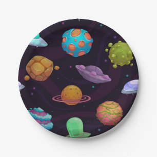 Space pattern paper plate