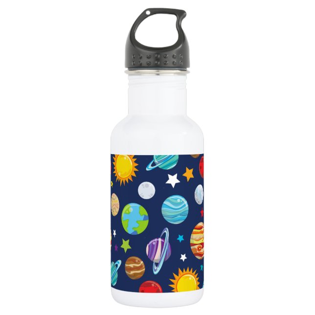 Space Pattern, Planets, Stars, Cosmos, Galaxy 532 Ml Water Bottle (Front)
