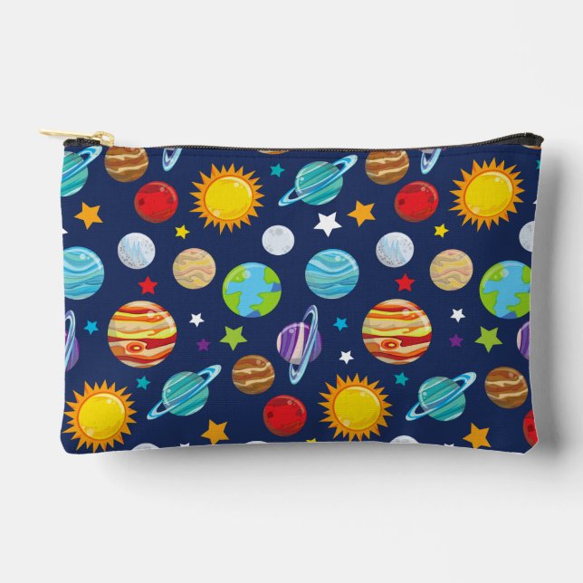 Space Pattern, Planets, Stars, Cosmos, Galaxy Accessory Pouch (Front)