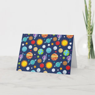 Space Pattern, Planets, Stars, Cosmos, Galaxy Card