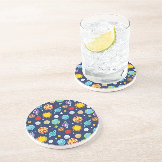 Space Pattern, Planets, Stars, Cosmos, Galaxy Coaster (Side)