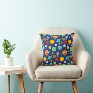 Space Pattern, Planets, Stars, Cosmos, Galaxy Cushion