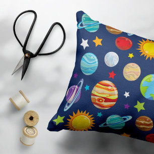 Space Pattern, Planets, Stars, Cosmos, Galaxy Decorative Cushion