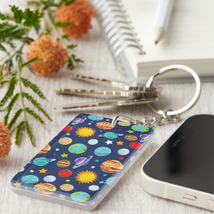 Space Pattern, Planets, Stars, Cosmos, Galaxy Key Ring
