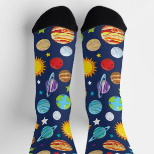 Space Pattern, Planets, Stars, Cosmos, Galaxy Socks