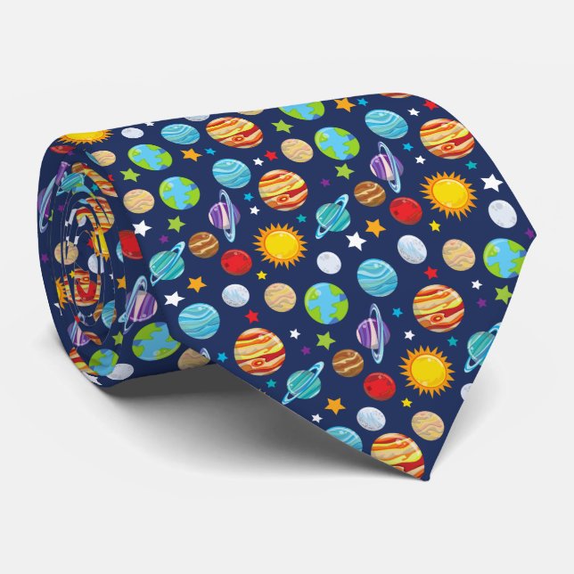 Space Pattern, Planets, Stars, Cosmos, Galaxy Tie (Rolled)