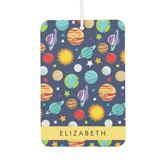 Space Pattern, Planets, Stars, Cosmos, Your Name Car Air Freshener (Front)