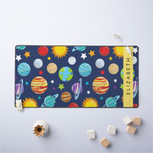 Space Pattern, Planets, Stars, Cosmos, Your Name Desk Mat