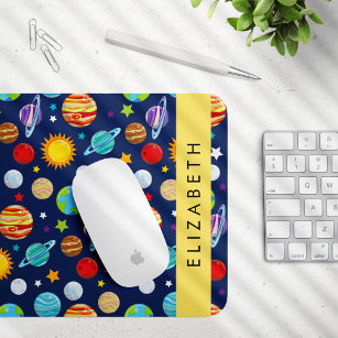 Space Pattern, Planets, Stars, Cosmos, Your Name Mouse Mat