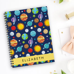 Space Pattern, Planets, Stars, Cosmos, Your Name Planner