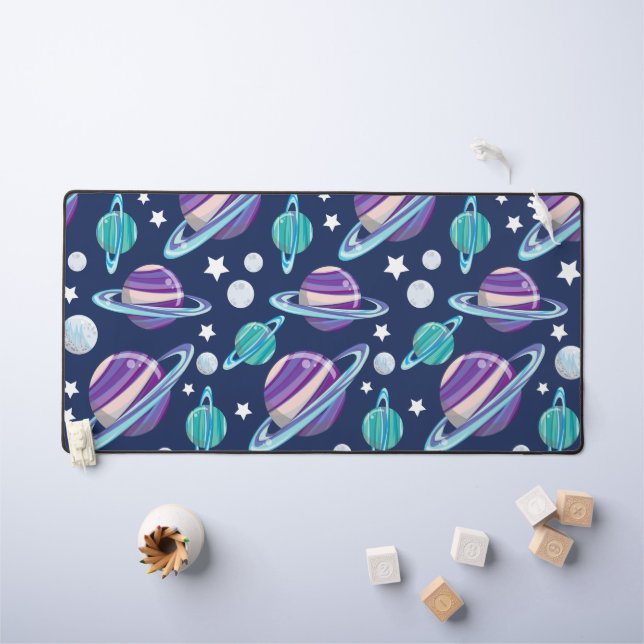 Space Pattern, Planets, Stars, Galaxy, Cosmos Desk Mat (Kids Table)